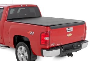 GMC Sierra 2500 HD Soft Roll Up Bed Cover - Rough Country - Matte Black - '07-'14